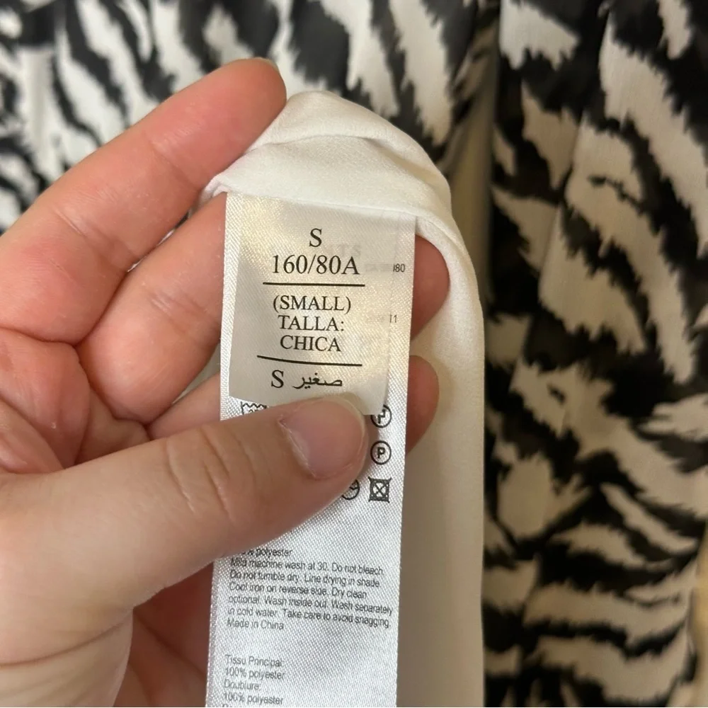 AllSaints Black White Zebra Print Mixed Media Martina Remix Dress Sz S Chic Glam - Picture 8 of 9